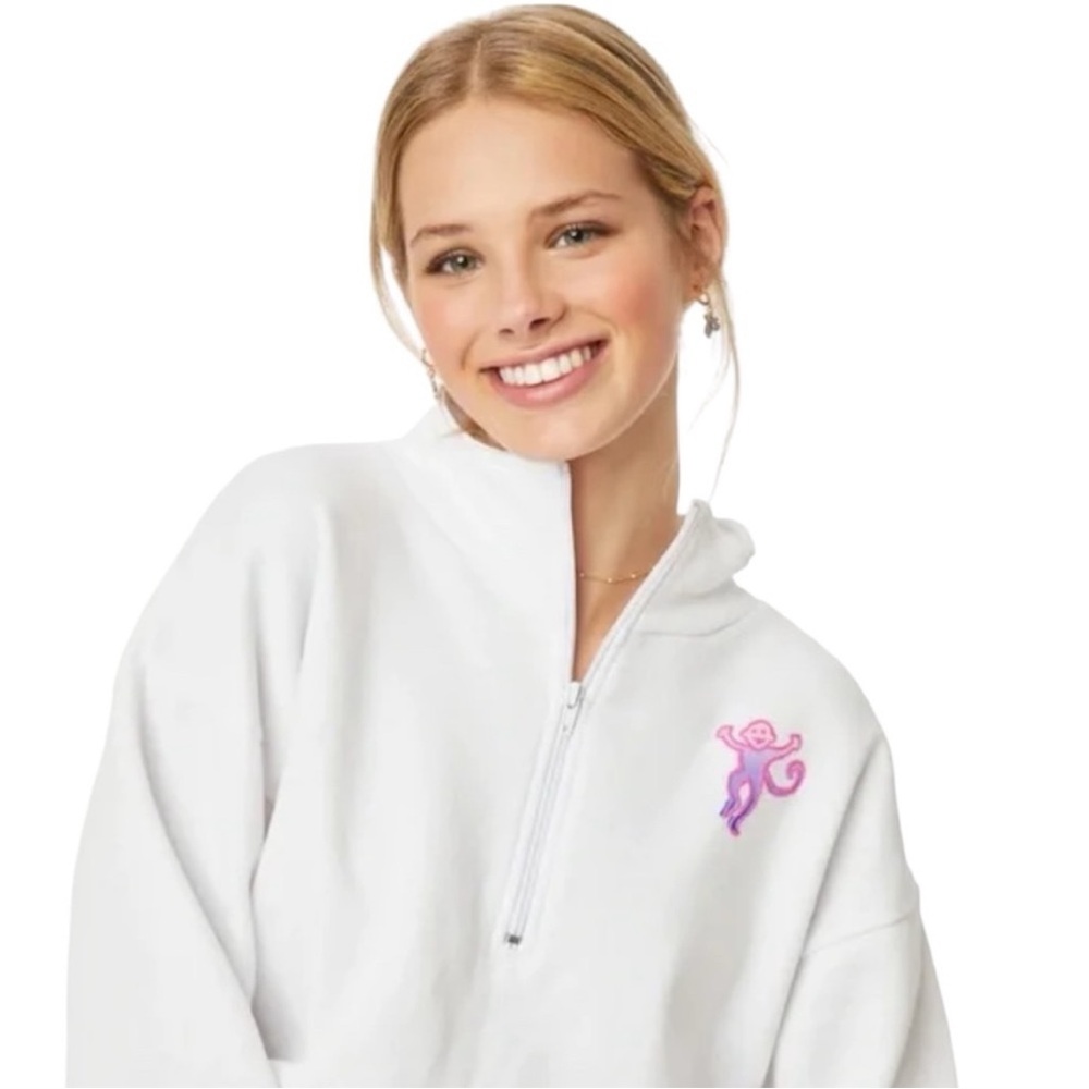Roller Rabbit Monkey Cropped Half Zip Pullover - image 1